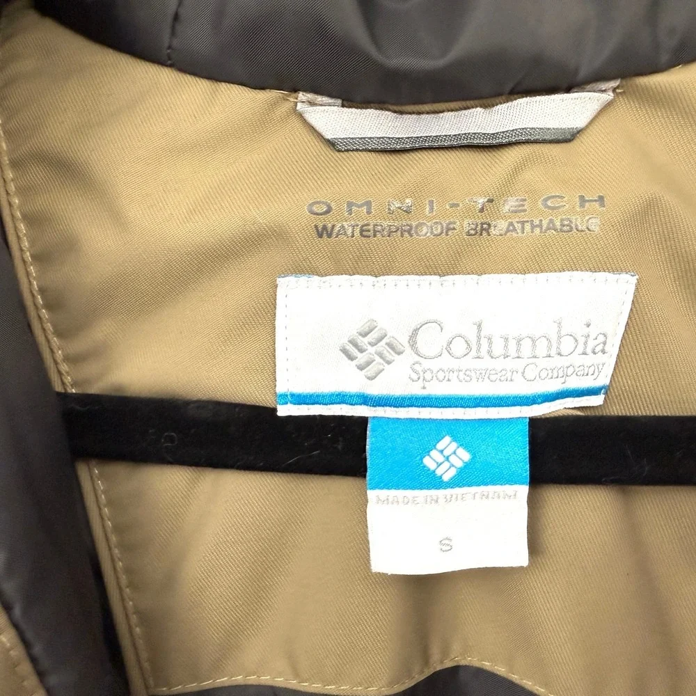 Columbia Omni-Tech Women's Tan Faux Fur Hooded Waterproof Ski Snow Jacket Size S